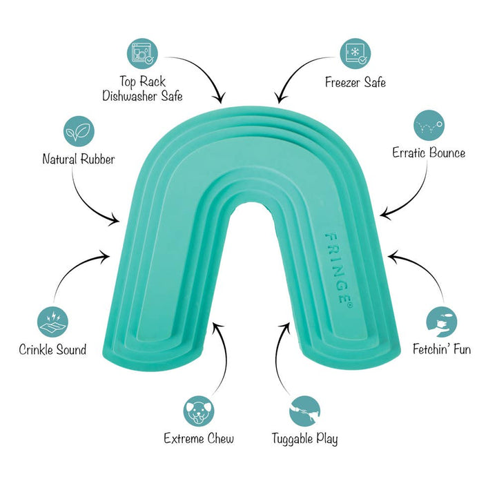 COLOR ME HAPPY TURQUOISE RUBBER DOG TOY