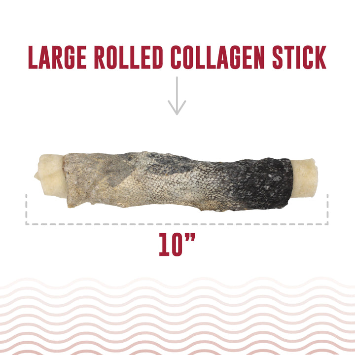 Beef Collagen Rolled Chew Wrapped With Cod Skin 8"