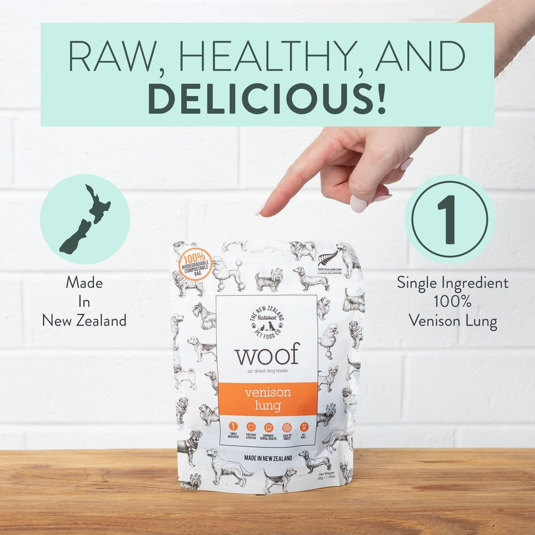 WOOF Air-Dried Dog Treats Venison Lung