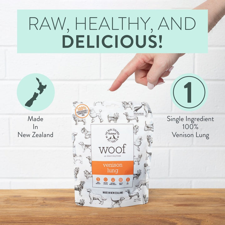 WOOF Air-Dried Dog Treats Venison Lung