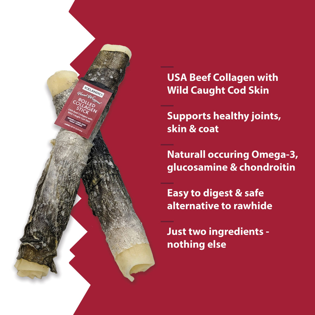 Beef Collagen Rolled Chew Wrapped With Cod Skin 8"