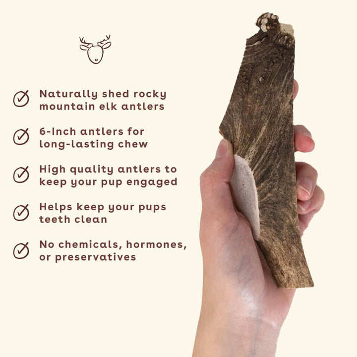 Split Elk Antler Dog Chew Single Pack