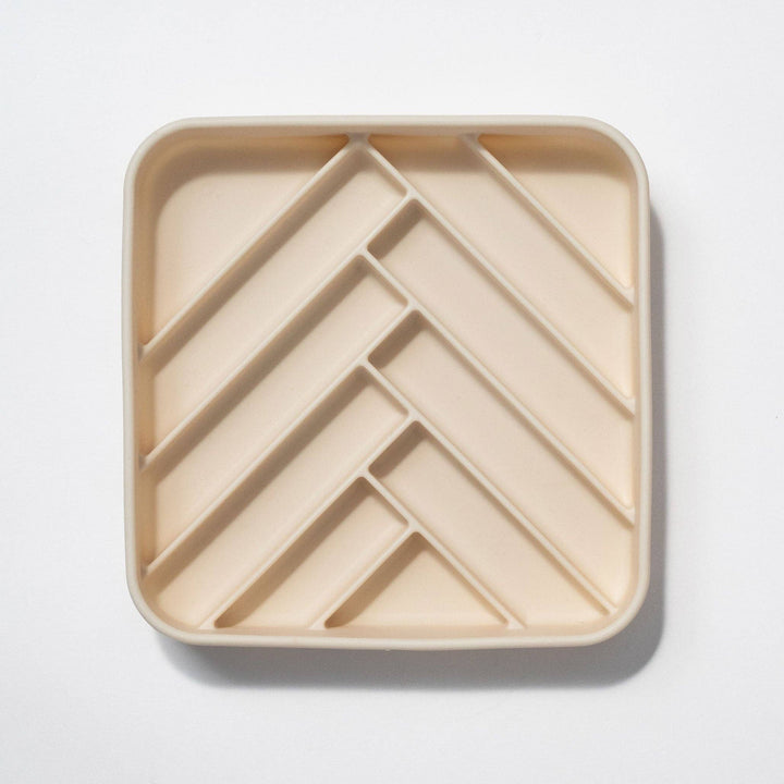 Dogged - chevron slow feeder bowl - buttercream