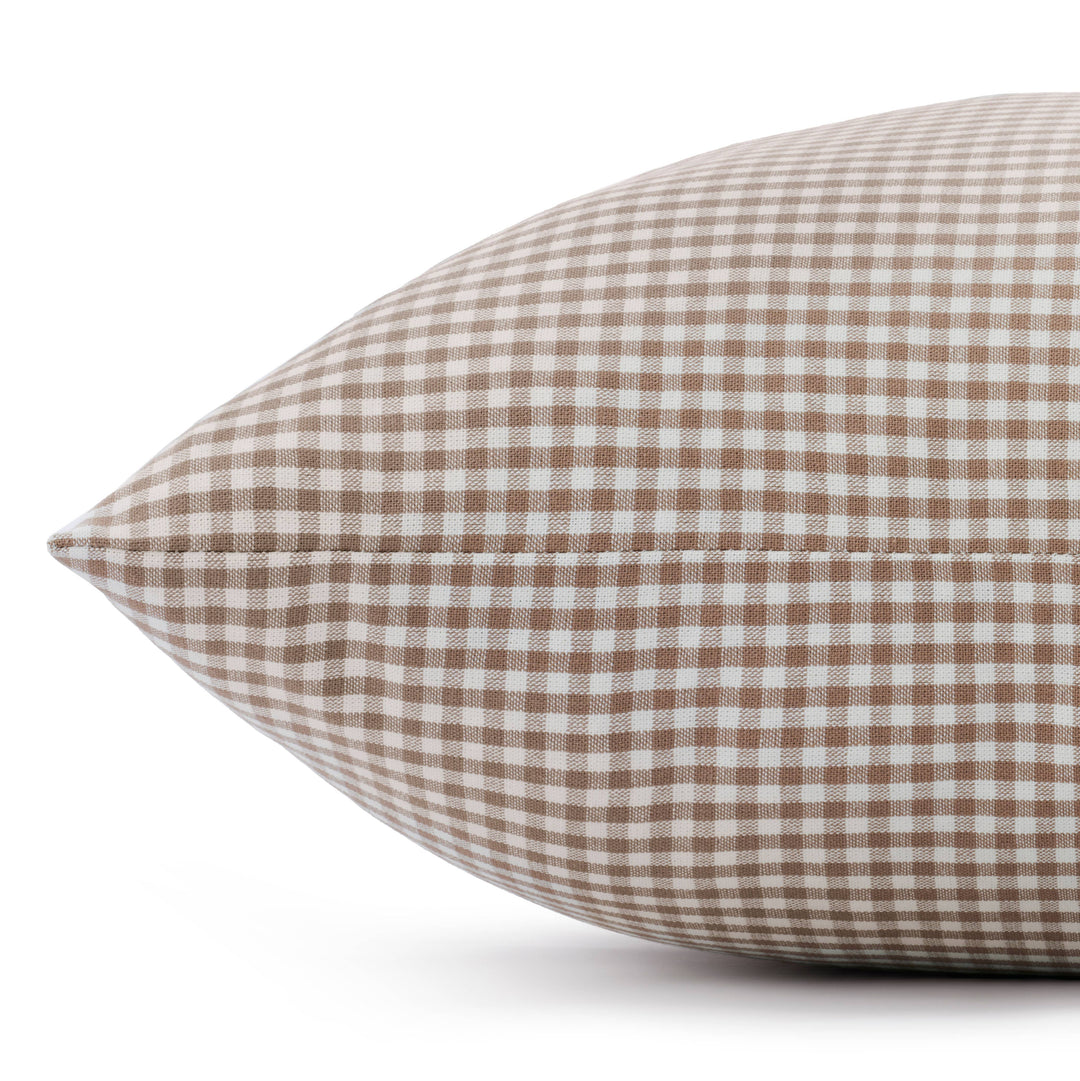Mushroom Brown Gingham Dog Bed