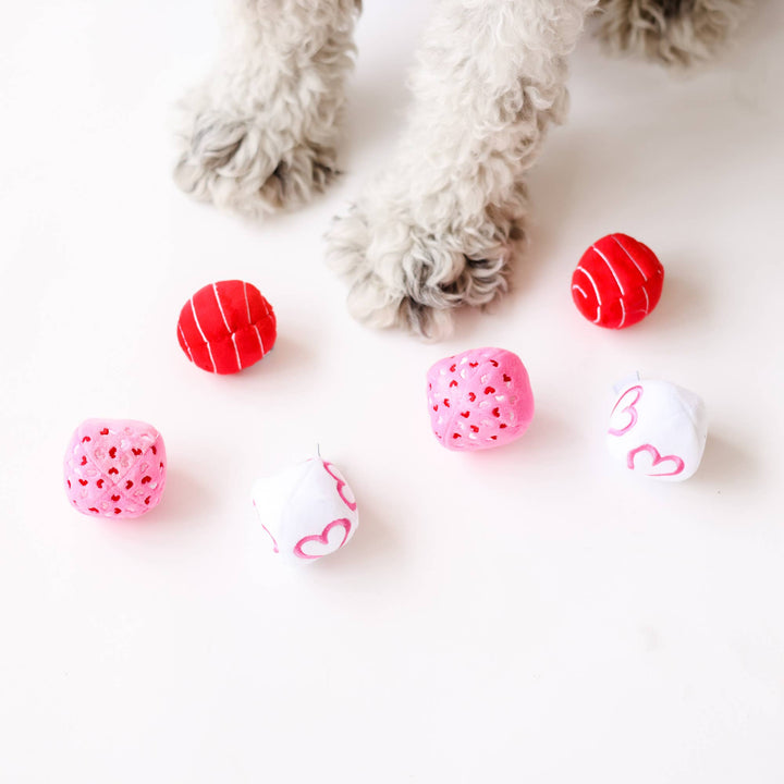 Midlee Valentine Plush Balls Dog Toy - Set of 6