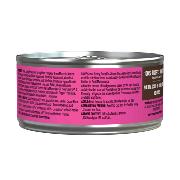 RAWZ Senior Pate Cat Food - Turkey, Pumpkin & New Zealand Green Mussels