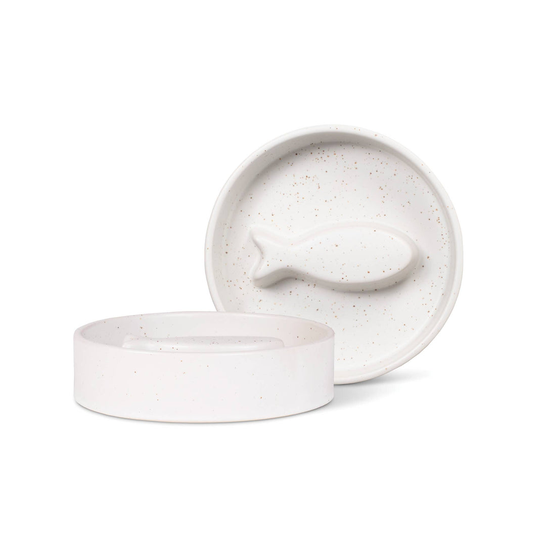 Speckled Fish Bone Small Slow Feeder Pet Bowl