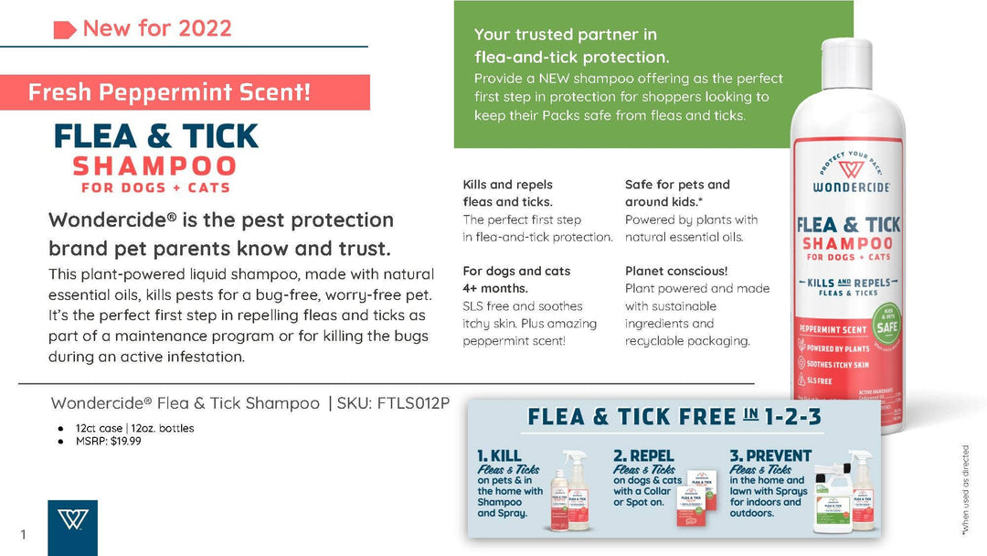 Flea & Tick Shampoo for Dogs + Cats with Natural Essential Oils