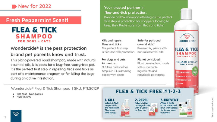 Flea & Tick Shampoo for Dogs + Cats with Natural Essential Oils