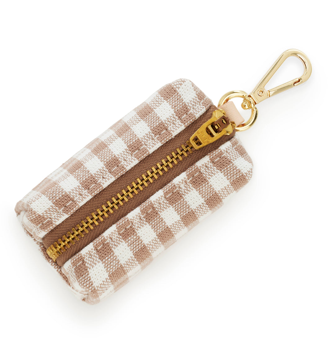 Mushroom Brown Gingham Waste Bag Holder