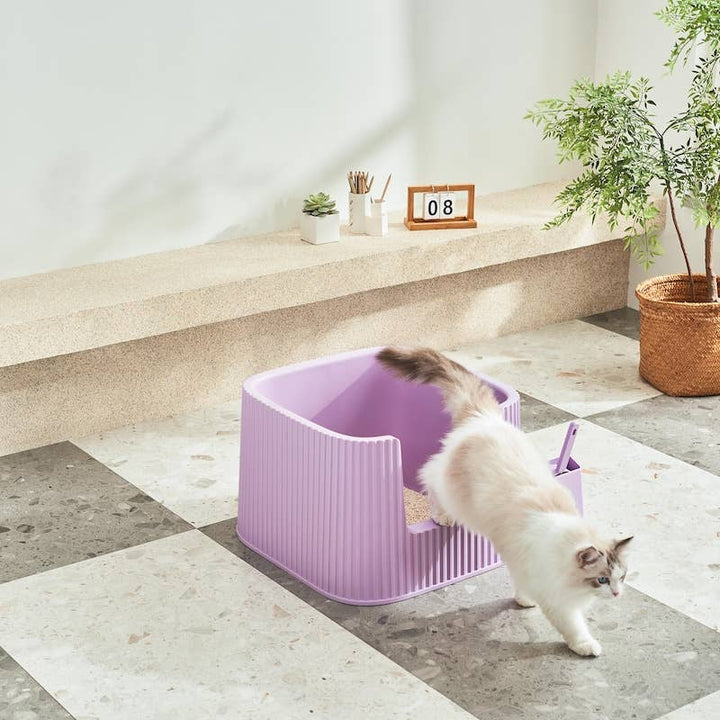 Michu XXL Container Cat Litter Box with Scoop, Coral or BoBa