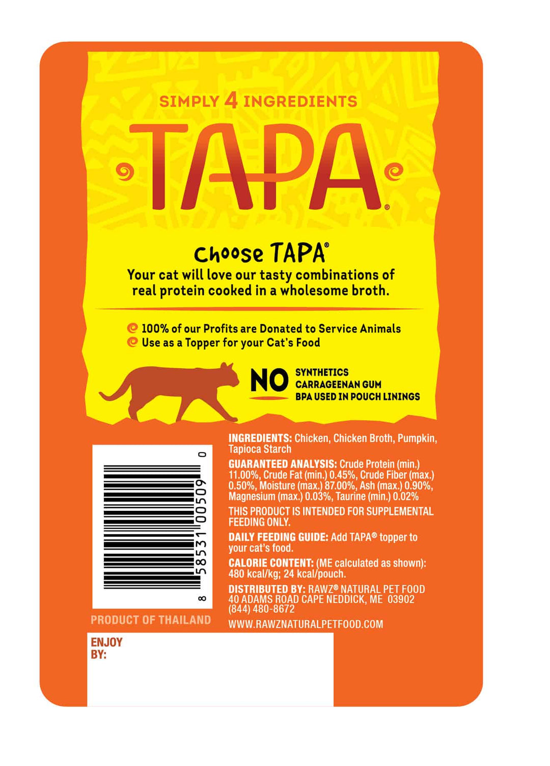Tapa Tender Chicken Breast & Pumpkin Cat Food Recipe in Wholesome Broth Pouch