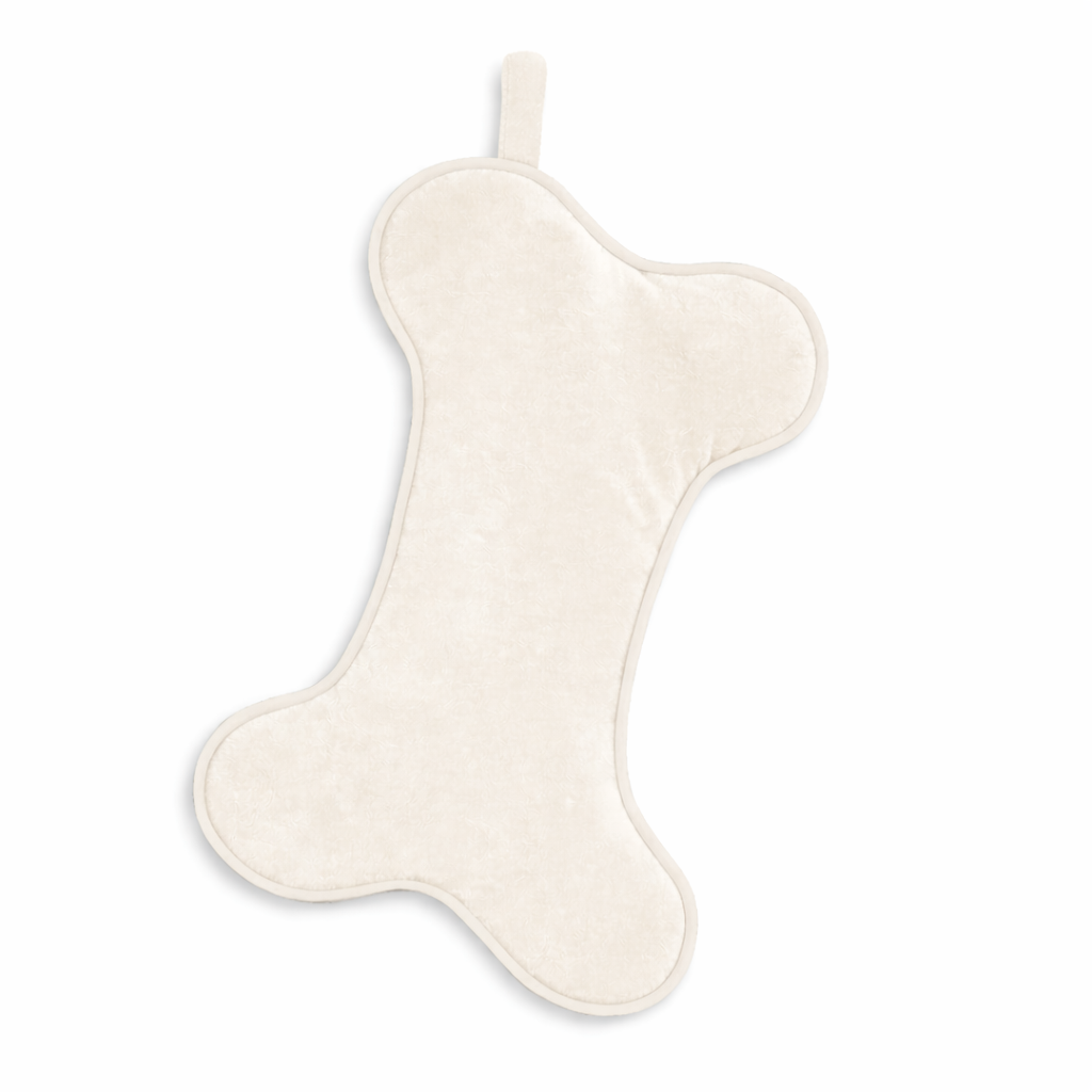 Ivory Velvet Dog Christmas Stocking