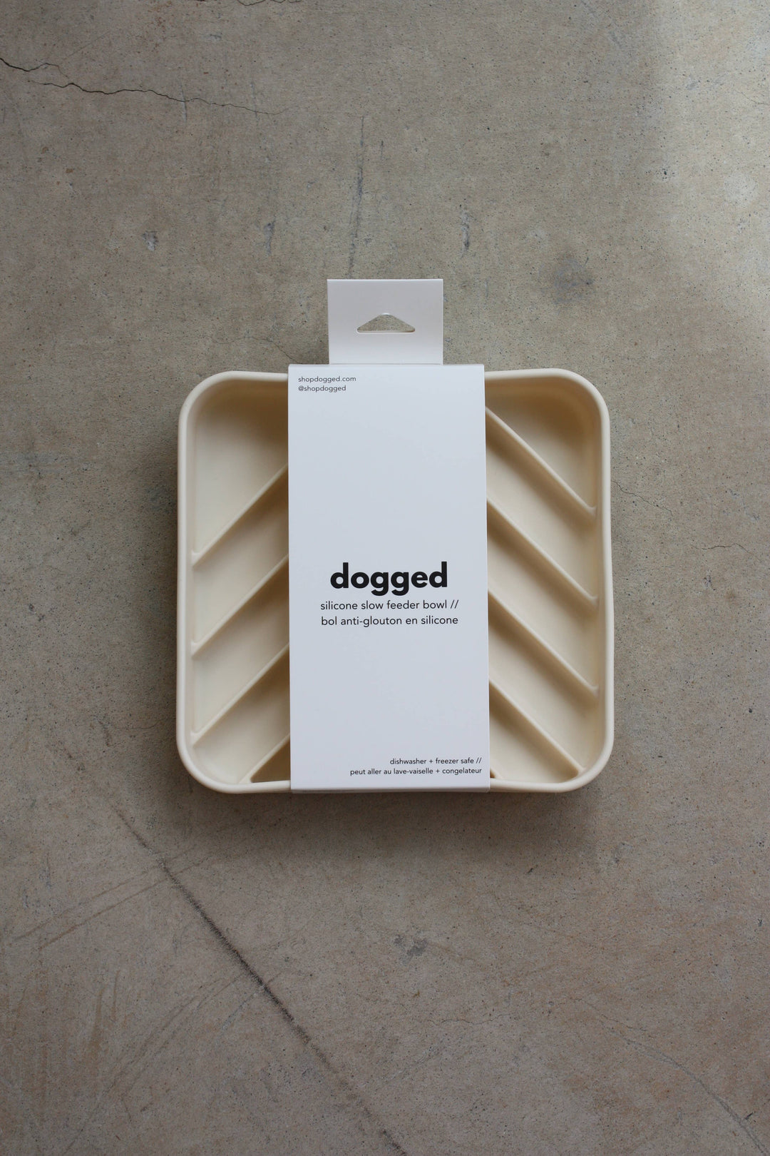 Dogged - chevron slow feeder bowl - buttercream