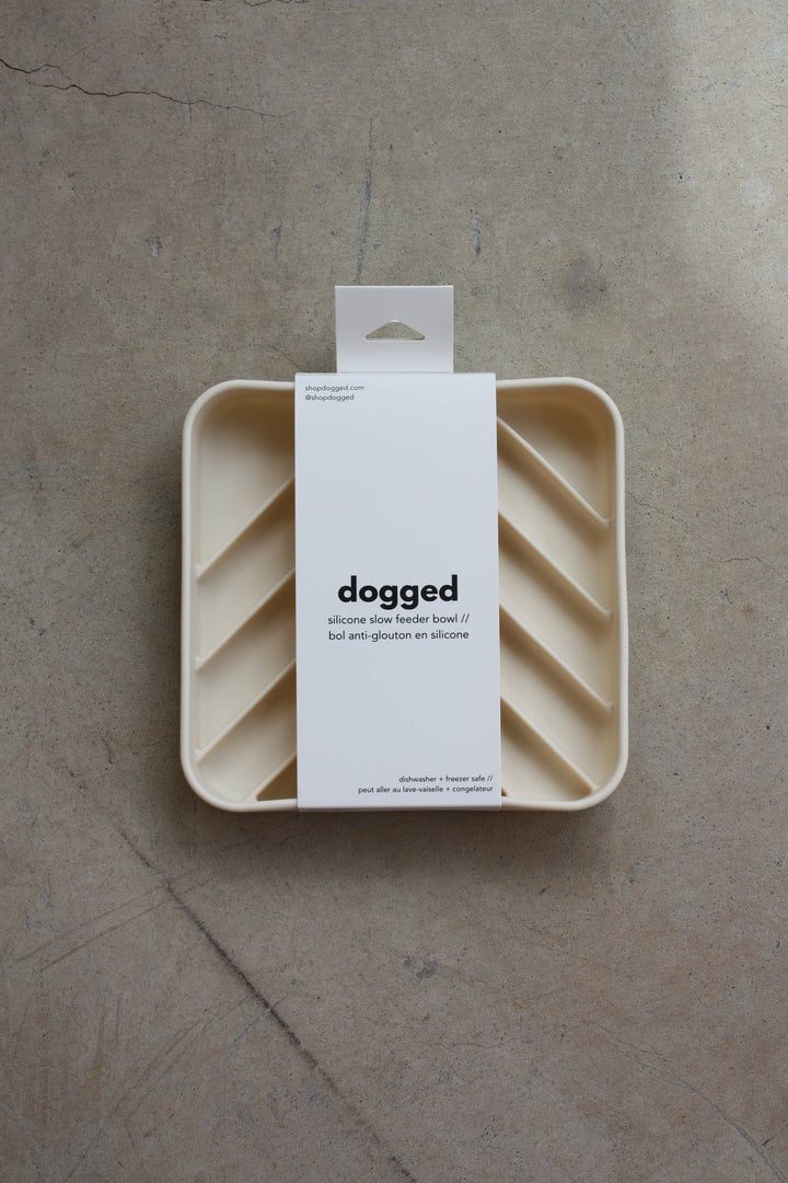 Dogged - chevron slow feeder bowl - buttercream