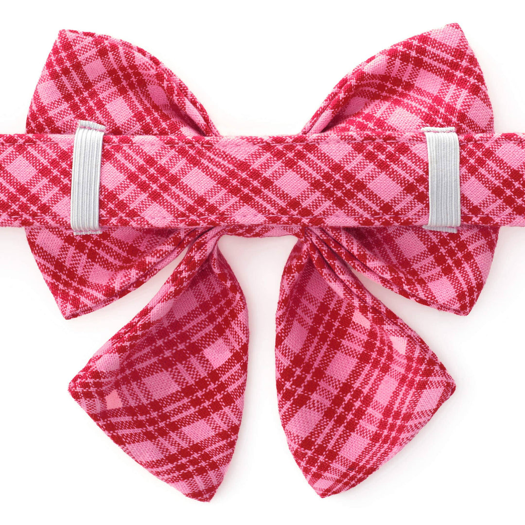 HTH x TFD Katherine Plaid Valentine Lady Dog Bow