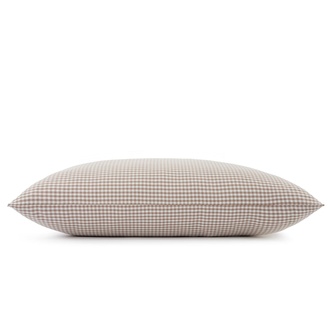 Mushroom Brown Gingham Dog Bed