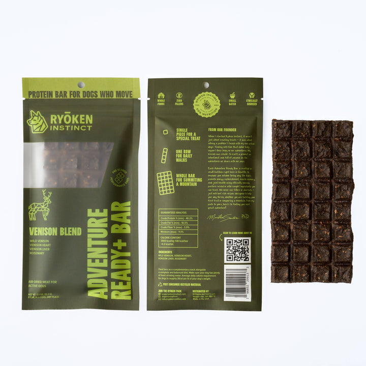 Venison Treat & Snack Bar for Active Dog - Energy & Recovery