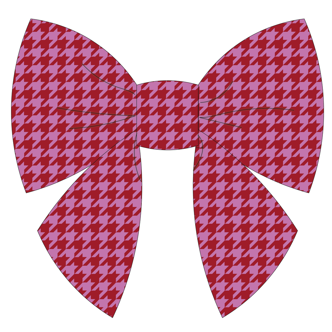Pink and Red Houndstooth Lady Dog Bow