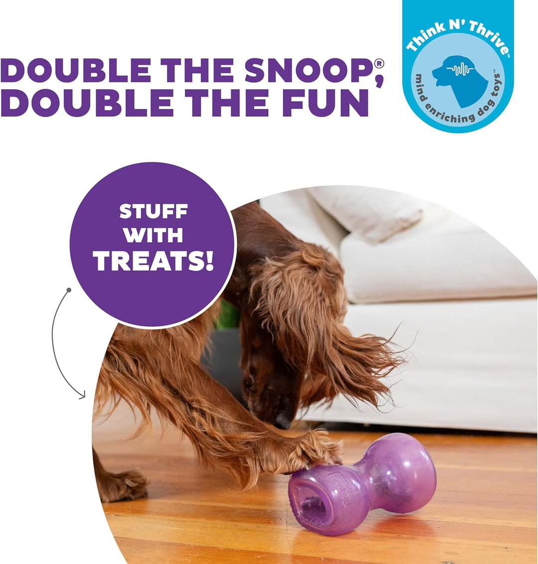 Double Snoop Interactive Treat Stuffer Durable Dog Toy, Purple