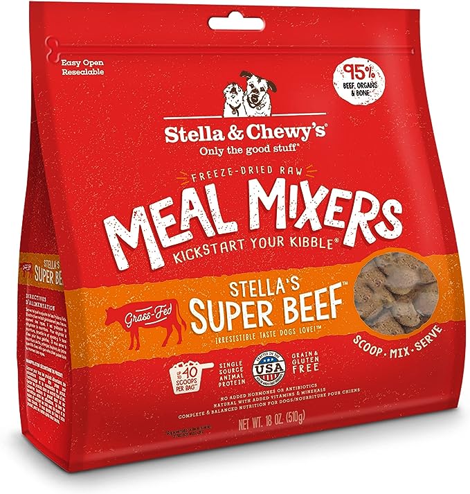 Freeze-Dried Raw Meal Mixers for Dogs - Stella's Super Beef (18 oz)