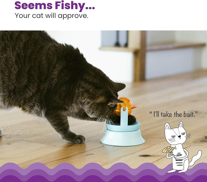 2-in-1 Treat Toy Spinning Fish Cat Toy and Cat Ball Track Topper