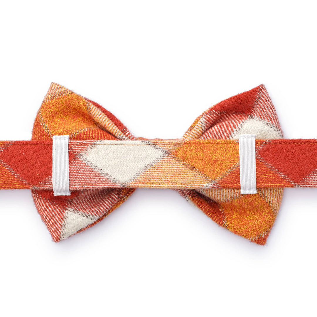 Pumpkin Spice Plaid Flannel Fall Dog Bow Tie