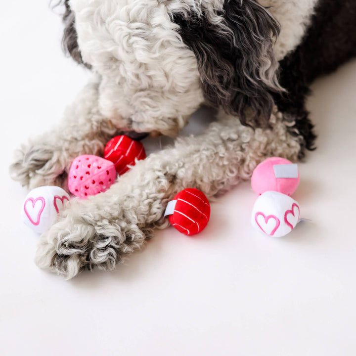 Midlee Valentine Plush Balls Dog Toy - Set of 6