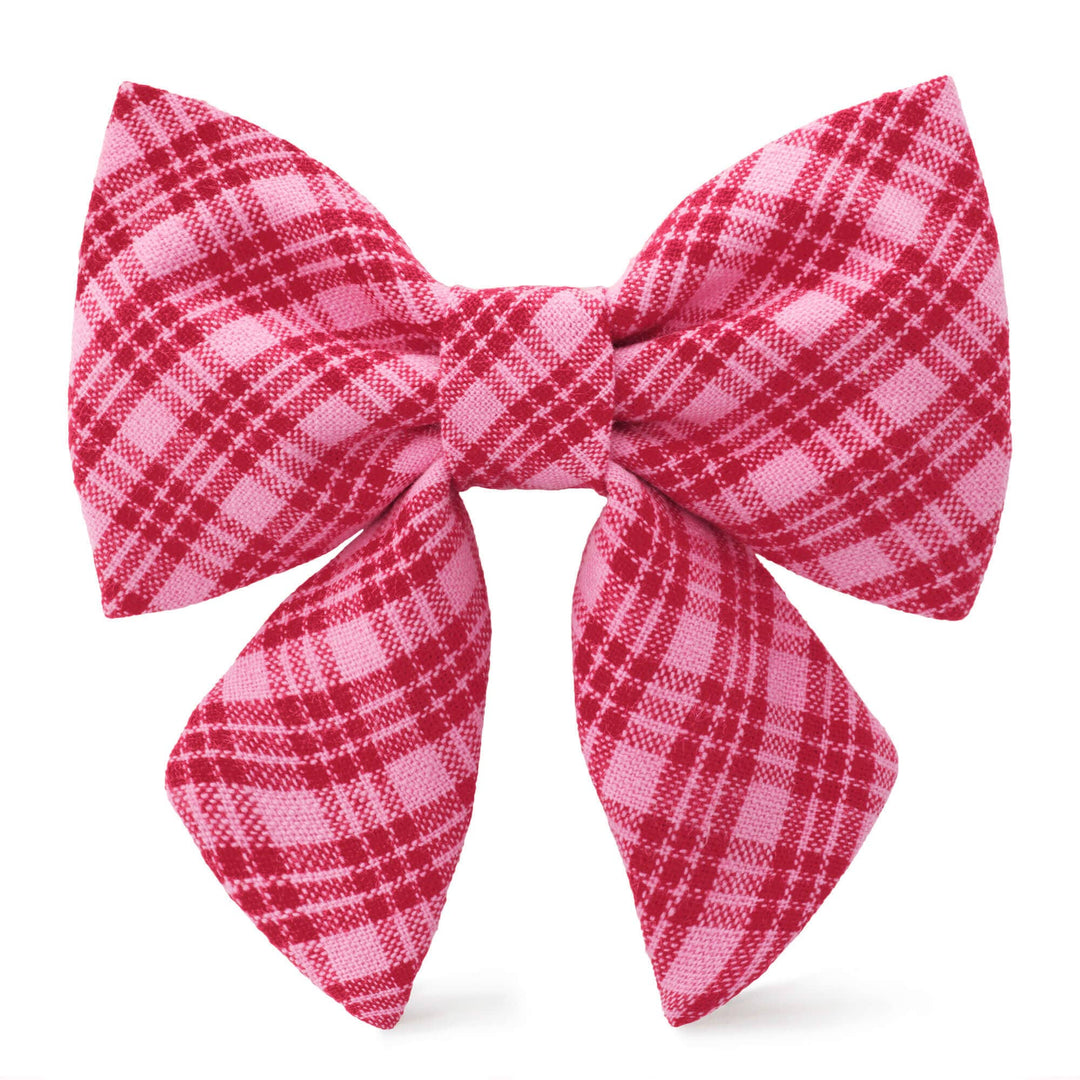 HTH x TFD Katherine Plaid Valentine Lady Dog Bow