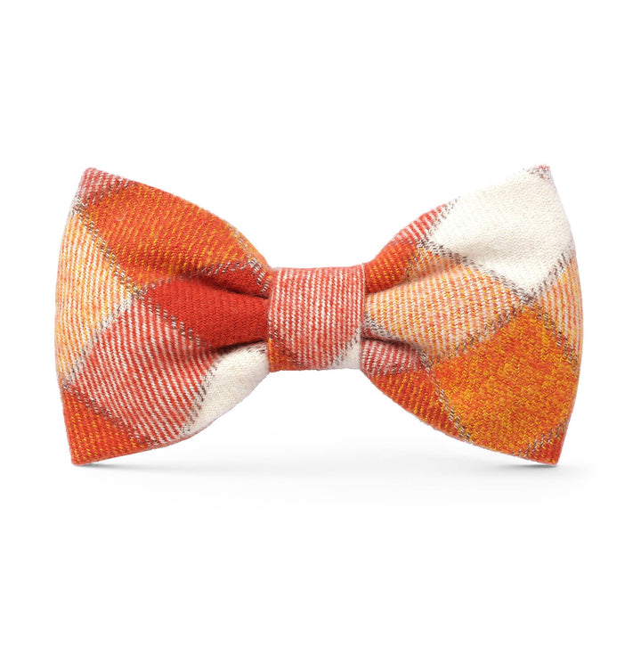 Pumpkin Spice Plaid Flannel Fall Dog Bow Tie
