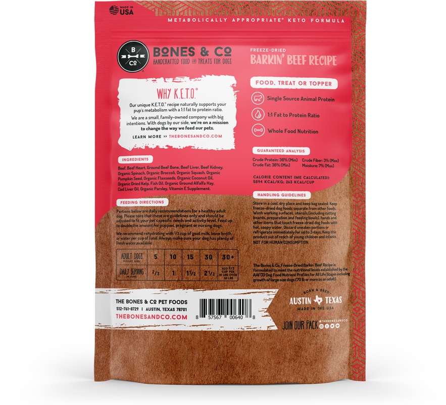 BARKIN' BEEF - Freeze-Dried Raw Food for Dogs