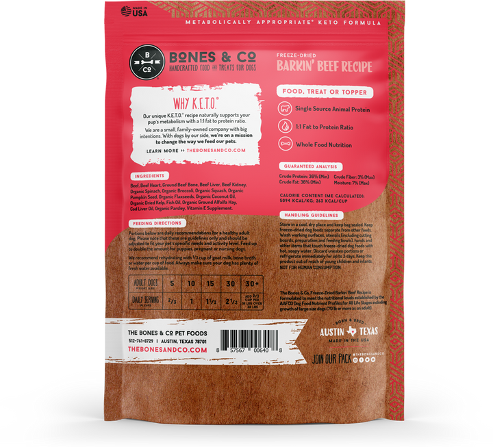 BARKIN' BEEF - Freeze-Dried Raw Food for Dogs