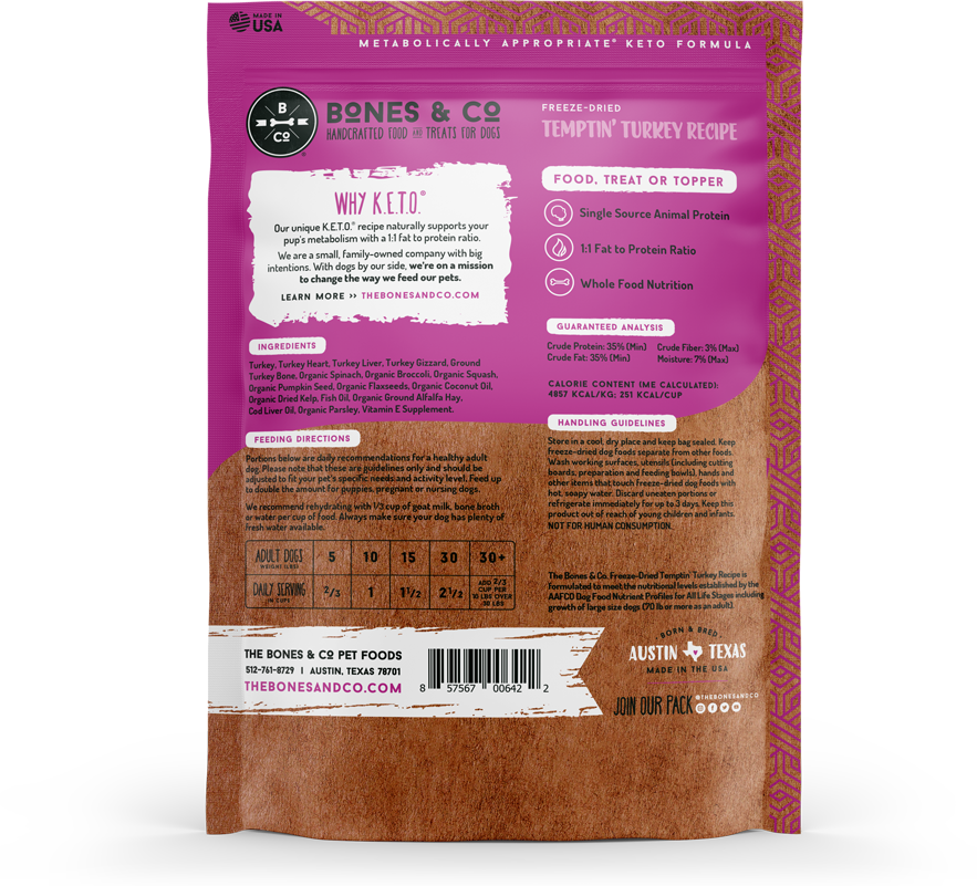 TEMPTIN' TURKEY - Freeze-Dried Raw Food for Dogs