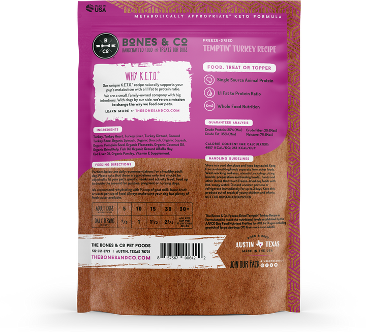 TEMPTIN' TURKEY - Freeze-Dried Raw Food for Dogs