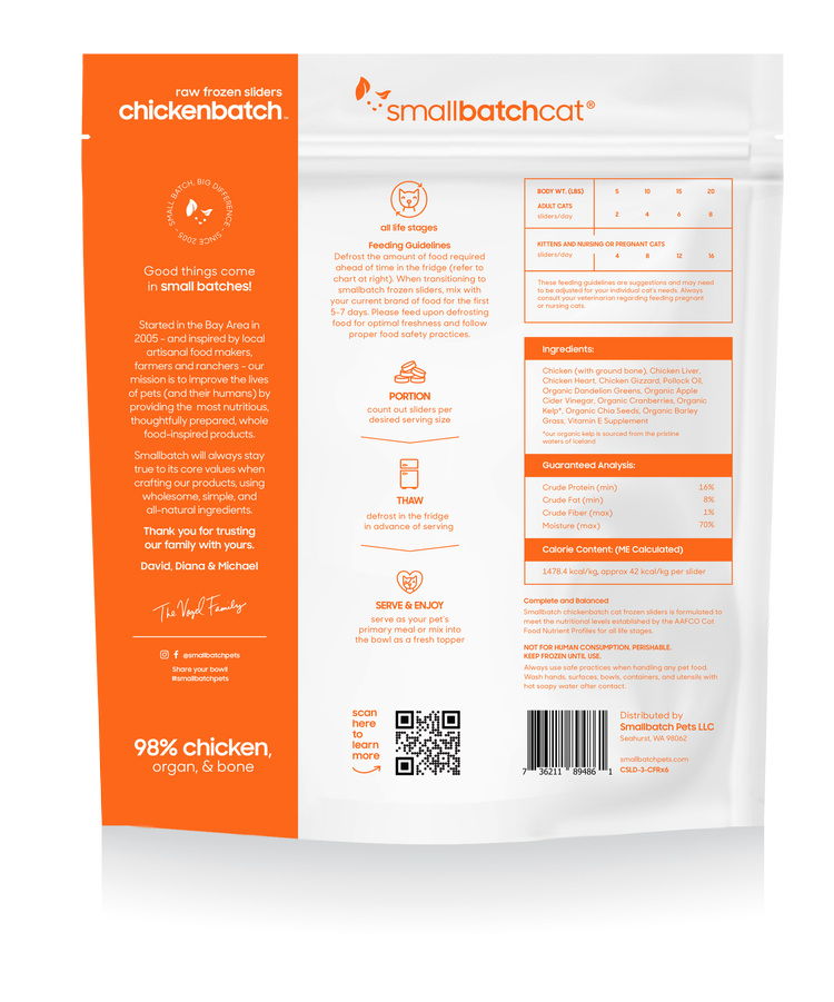 ChickenBatch Frozen Raw Food for Cats