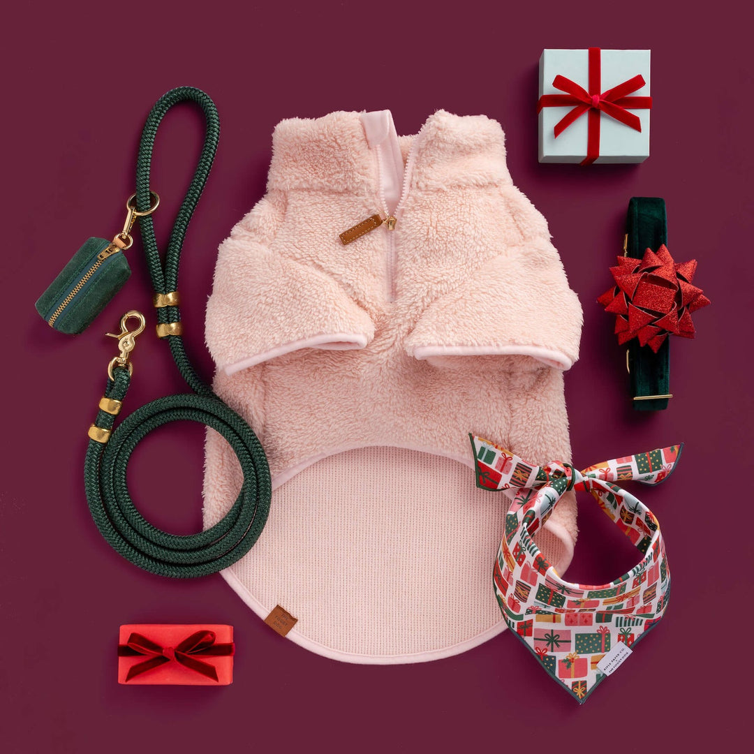 Pink Quarter-Zip Sherpa Dog Jacket