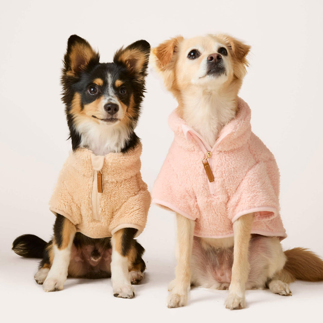 Wheat Quarter-Zip Sherpa Dog Jacket