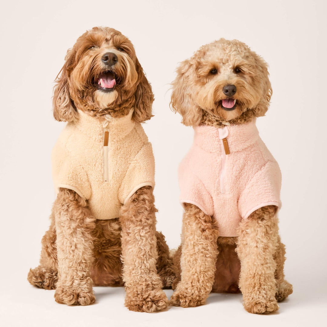 Pink Quarter-Zip Sherpa Dog Jacket