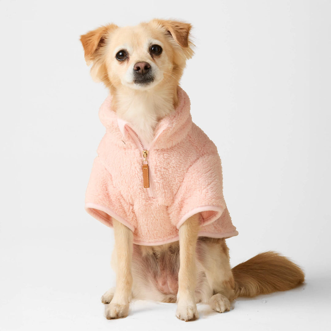 Pink Quarter-Zip Sherpa Dog Jacket