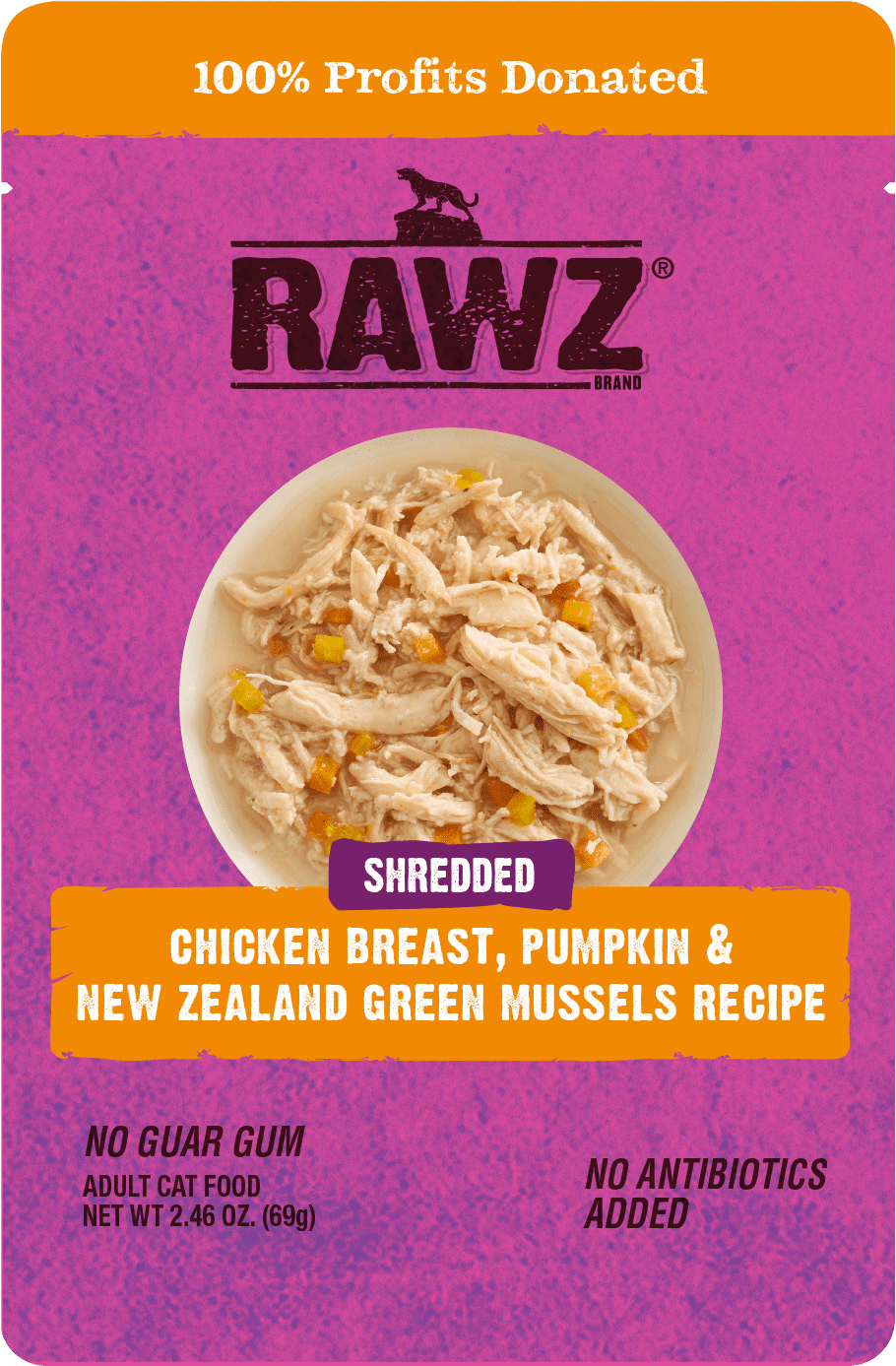 Shredded Wet Cat Food Pouch - Chicken Breast, Pumpkin & New Zealand Green Mussels