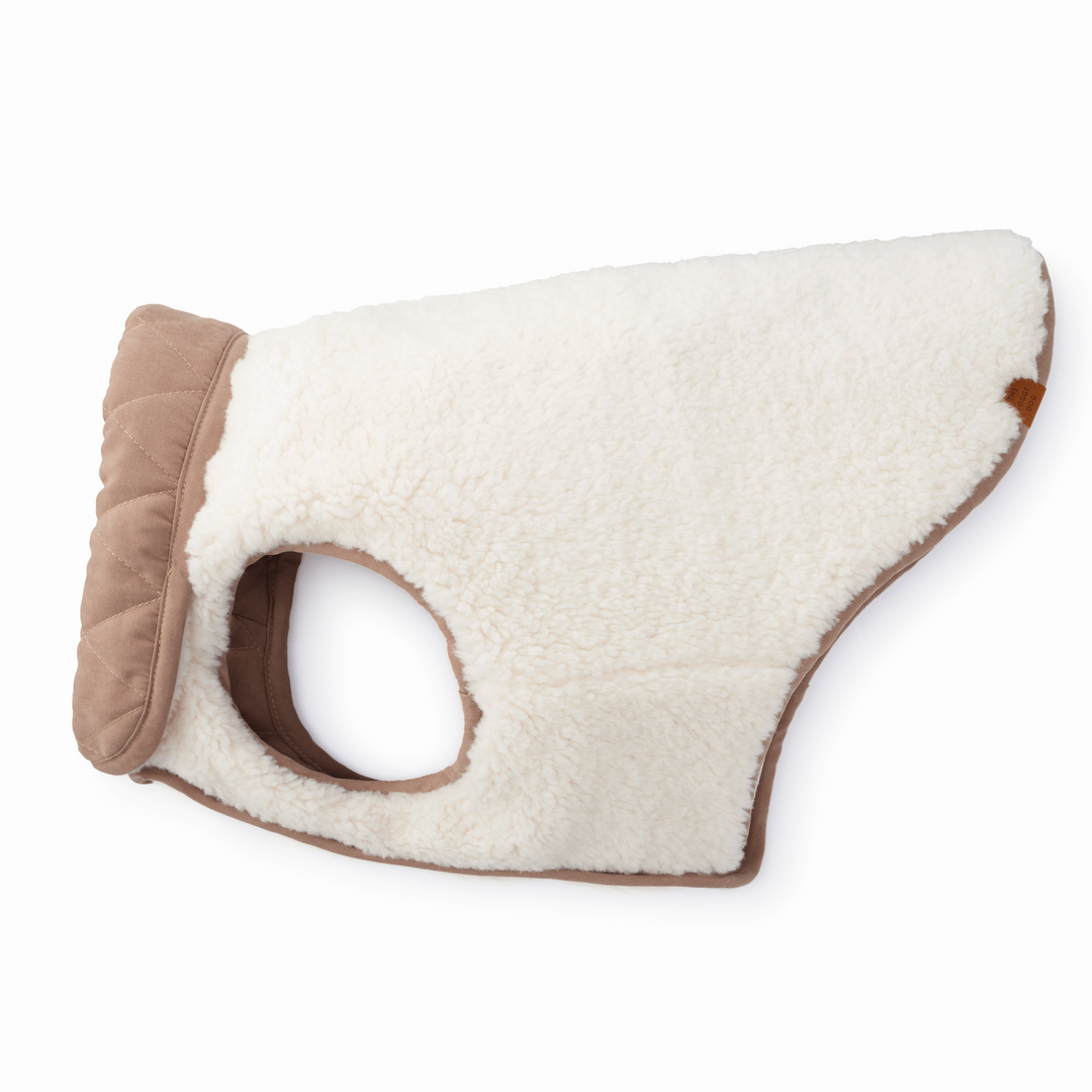 Fawn Sherpa-Lined Reversible Dog Jacket