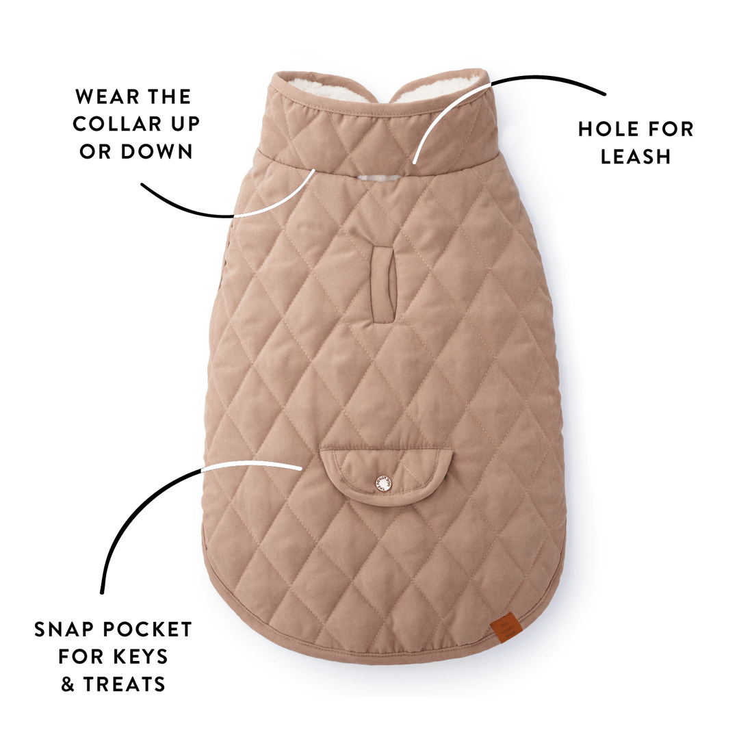 Fawn Sherpa-Lined Reversible Dog Jacket