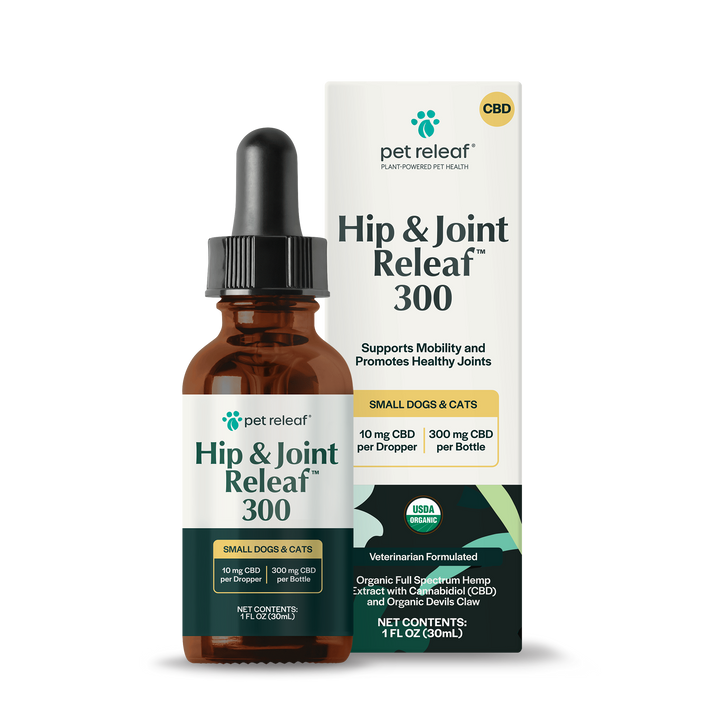 USDA Organic Hip & Joint Releaf 300mg CBD Oil For Small Dogs & Cats