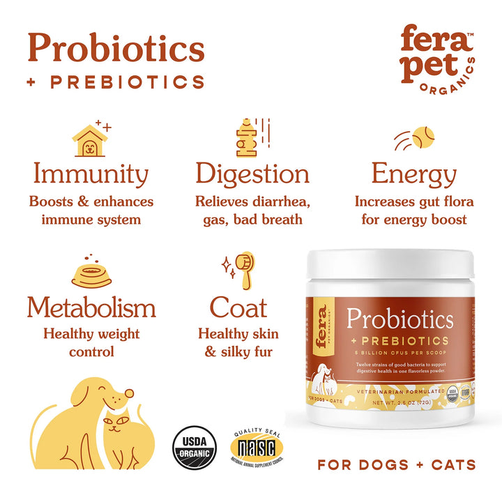 Probiotics + Prebiotics Supplement for Dogs & Cats