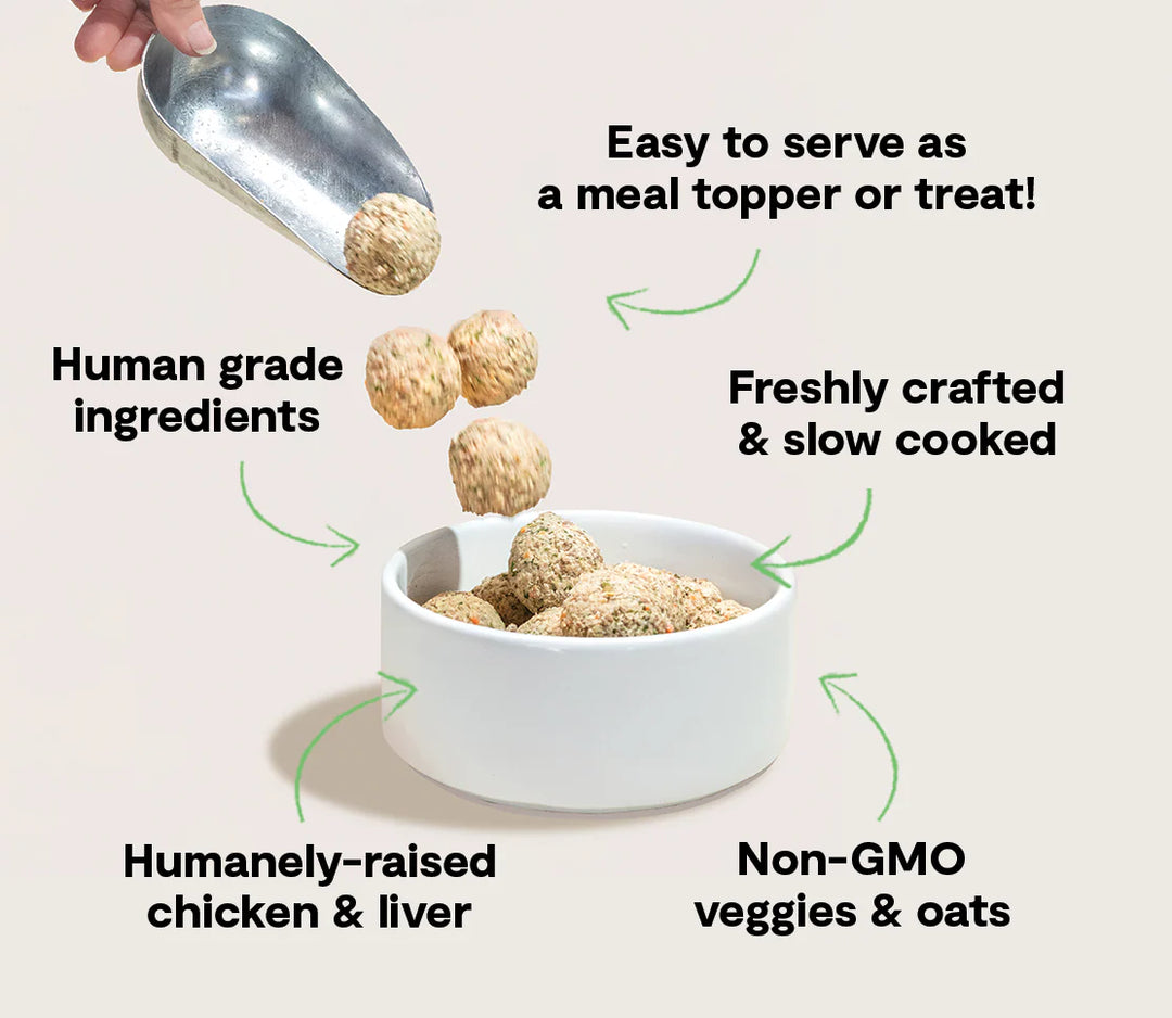 Frozen Gently Cooked Meatballs - Dog Food, Topper, Treat