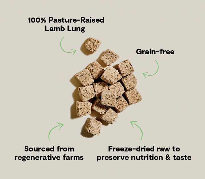 Freeze Dried Raw Regeneratively Sourced Lamb Lung Treat