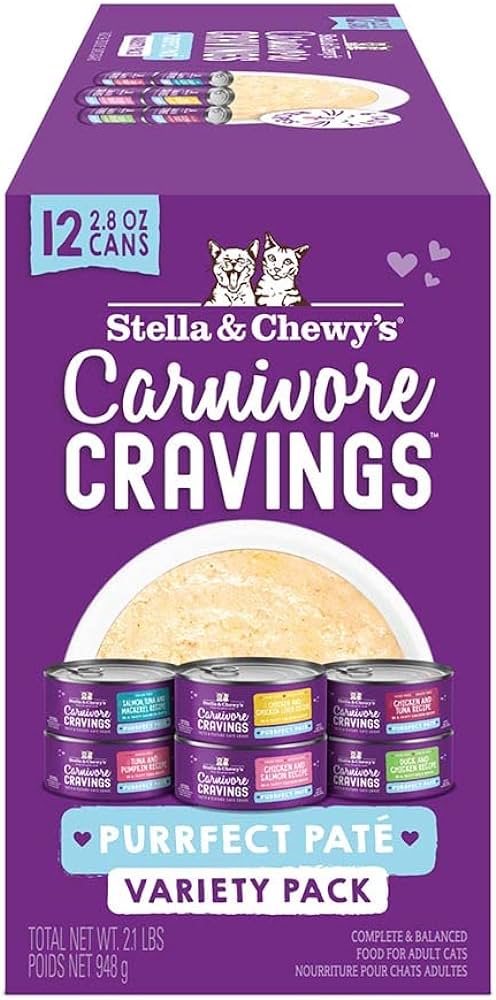 Carnivore Cravings Purrfect Pate - Variety Pack - Wet Cat Food (24 Cans, 2.8 oz)