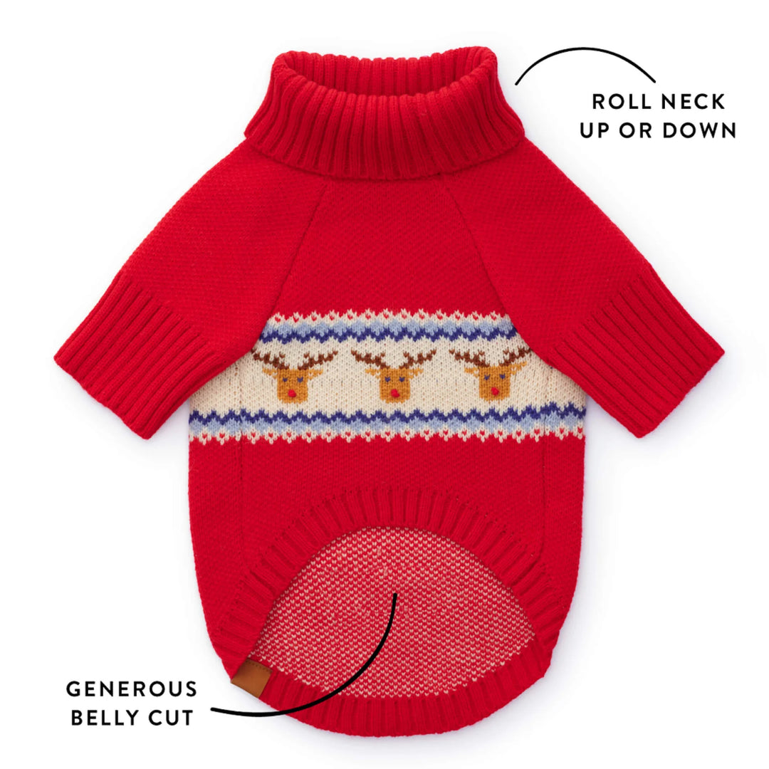 Reindeer Fair Isle Bobble Dog Sweater