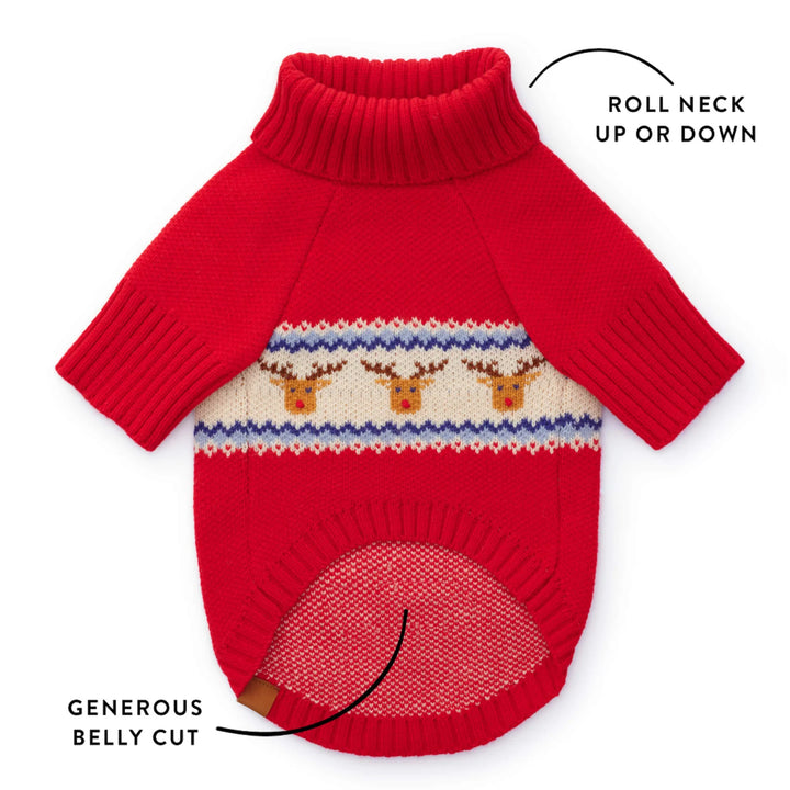 Reindeer Fair Isle Bobble Dog Sweater