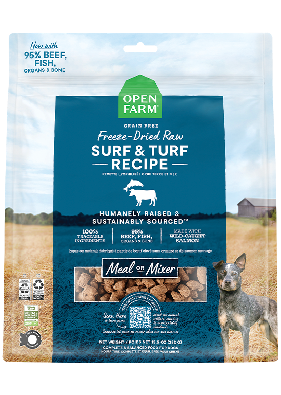 Grain-Free Surf & Turf Freeze-Dried Raw Recipe for Dogs (Meal or Mixer, 22 oz)